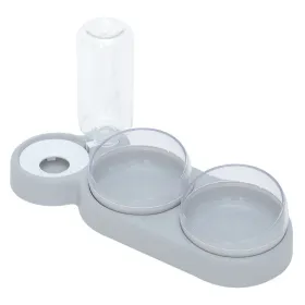 Double Bowl with Water Bottle - Grey