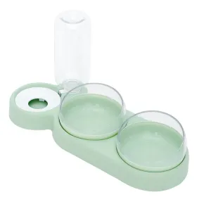 Double Bowl with Water Bottle - Green