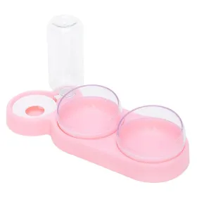 Double Bowl with Water Bottle - Pink
