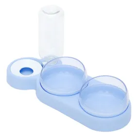 Double Bowl with Water Bottle - Blue