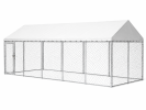 Heavy Duty Outdoor Dog Kennel with Waterproof Roof, 2 Secure Latches, Chain Link Dog Run for Backyard, 20' x 15' x 8'