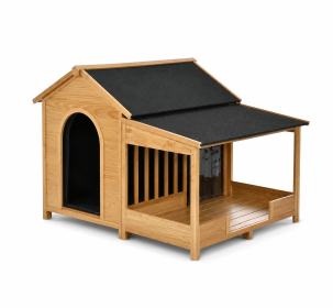 Outdoor Solid Pine Dog House with Insulated Liner