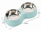 Stainless Steel Double Pet Bowl - Green