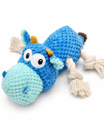 Squeaky Rope Cow Toy - Blue