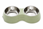 Stainless Steel Double Pet Bowl - Green