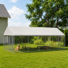 Heavy Duty Outdoor Dog Kennel with Waterproof Roof, 2 Secure Latches, Chain Link Dog Run for Backyard, 20' x 10' x 7'