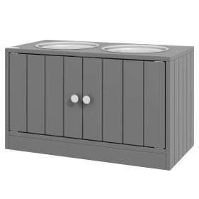 Raised Dog Food Feeding Stand and Storage Cabinet
