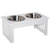 Wooden Dog Feeding Station with 2 Stainless Steel Bowls and Non-Slip Base