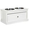 Elevated Dog Bowls Large Dog Feeder Station with 2 Stainless Steel Bowls and Storage Drawer