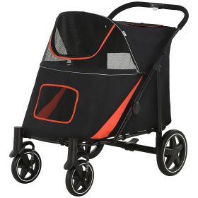 Foldable Stroller with Storage, Smooth Ride with Shock Absorption, Mesh Window & Safety Leash, Black