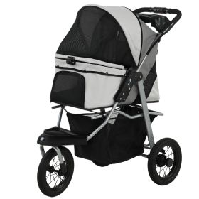 Foldable Dog Stroller with 12" Rubber Wheels for Small Dogs, Up to 22 LBS