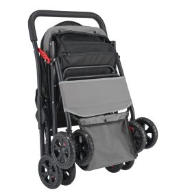 Foldable Dog Stroller with Mesh Windows and Reversible Handle