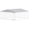 15' x 15' x 7' Dog Kennel Outdoor for Small Medium Large Dogs with Waterproof Roof, Silver