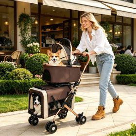 Double Pet Stroller for Small and Medium Dogs with 3-in-1 Convertible Carrier Tote