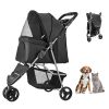 35 lb Weight Capacity Foldable Dog Stroller with Mesh Windows and Cup Holders