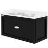 Pet Feeding Station with Storage Black and White