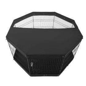 Dog Playpen, 8 Pcs 30"H x 24"W Panels Foldable Metal Pet Exercise Pen, Dog Fence Indoor and Outdoor Pen with Door, Bottom Pad and Top Cover