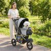 Foldable Dog Stroller with 12" Rubber Wheels for Small Dogs, Up to 22 LBS