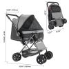 Foldable Dog Stroller with Mesh Windows and Reversible Handle