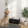 Pet Feeding Station with Storage Black and White