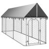 Outdoor Dog Kennel with Roof 157.5"x39.4"x59.1
