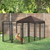 Outdoor Dog Kennel 9.3x4.6 Exercise Pen with UV Protection Canopy Water-resistant for Medium Large Dogs