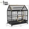48" Heavy Duty Dog Crate with 4 Lockable Wheels, Double Doors, and Removable Tray, for XL and L Dogs