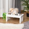 Wooden Dog Feeding Station with 2 Stainless Steel Bowls and Non-Slip Base