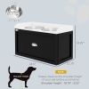 Pet Feeding Station with Storage Black and White