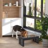 23" Modern Decorative Dog Bone Wooden Heavy Duty Elevated Dog Bowl Feeding Station