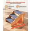 Wood 3-Step Dog Stairs 150lbs Load Capacity, Non-Slip Surface