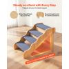 Wood 4-Step Dog Stairs 150lbs Load Capacity, Non-Slip Surface