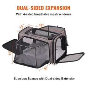 Airline Approved Rolling Pet Carrier with Telescopic Handle and Shoulder Strap, Dog Carrier with Wheels for Pets under 25 lbs
