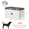 Raised Pet Feeder with Storage Drawer and Two Steel Bowls