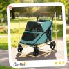 Dog Stroller for Large Dogs Up to 66 LBS with All-Terrain Spring Suspension, 8-Position Adjustable Handle, Teal
