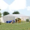 15' x 15' x 7' Dog Kennel Outdoor for Small Medium Large Dogs with Waterproof Roof, Silver