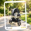 Foldable Dog Stroller with 12" Rubber Wheels for Small Dogs, Up to 22 LBS