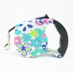Flower Print Retractable Dog Leash