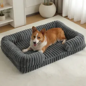 Warm Fabric Dog Bed - Grey