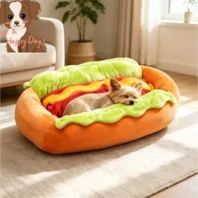 Cute Plush Hot Dog Bed
