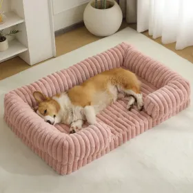 Warm Fabric Dog Bed - Pink