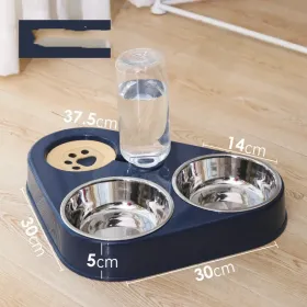 Stainless Steel Double Dog Bowl and Water Dispenser