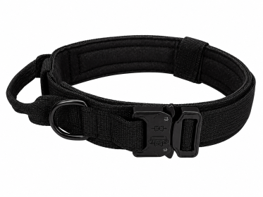 Tactical Collar with Handle (Color: Black, size: M)