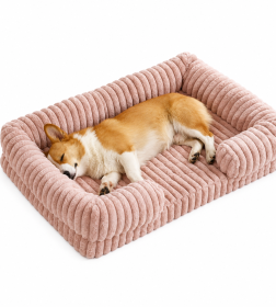 Warm Fabric Dog Bed - Pink (Product Size: S)