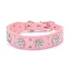 Leather Rhinestone Collar - Pink