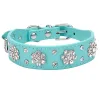 Leather Rhinestone Collar - Blue