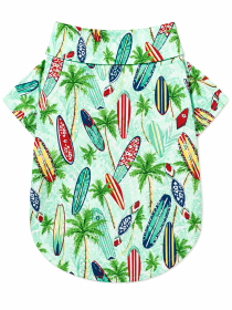 Surfboard and Palms Hawaiian Dog Shirt (Product Size: XXS)