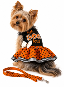 Halloween Fab-BOO-lous Harness Dress with Matching Leash for Small and Medium Dogs (Product Size: XS)