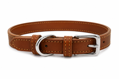 New Soft Puppy Collar For Dog And Cat; Leather Pet Collar Necklace For Small Medium Dog; adjustable dog collar (Color: Light Brown, size: S)