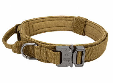 Tactical Collar with Handle (Color: Khaki, size: M)